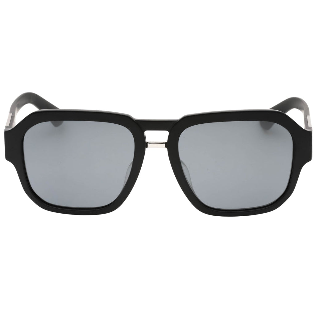 Dolce & Gabbana Silver Grey Lens Matte Black Sunglasses One Size