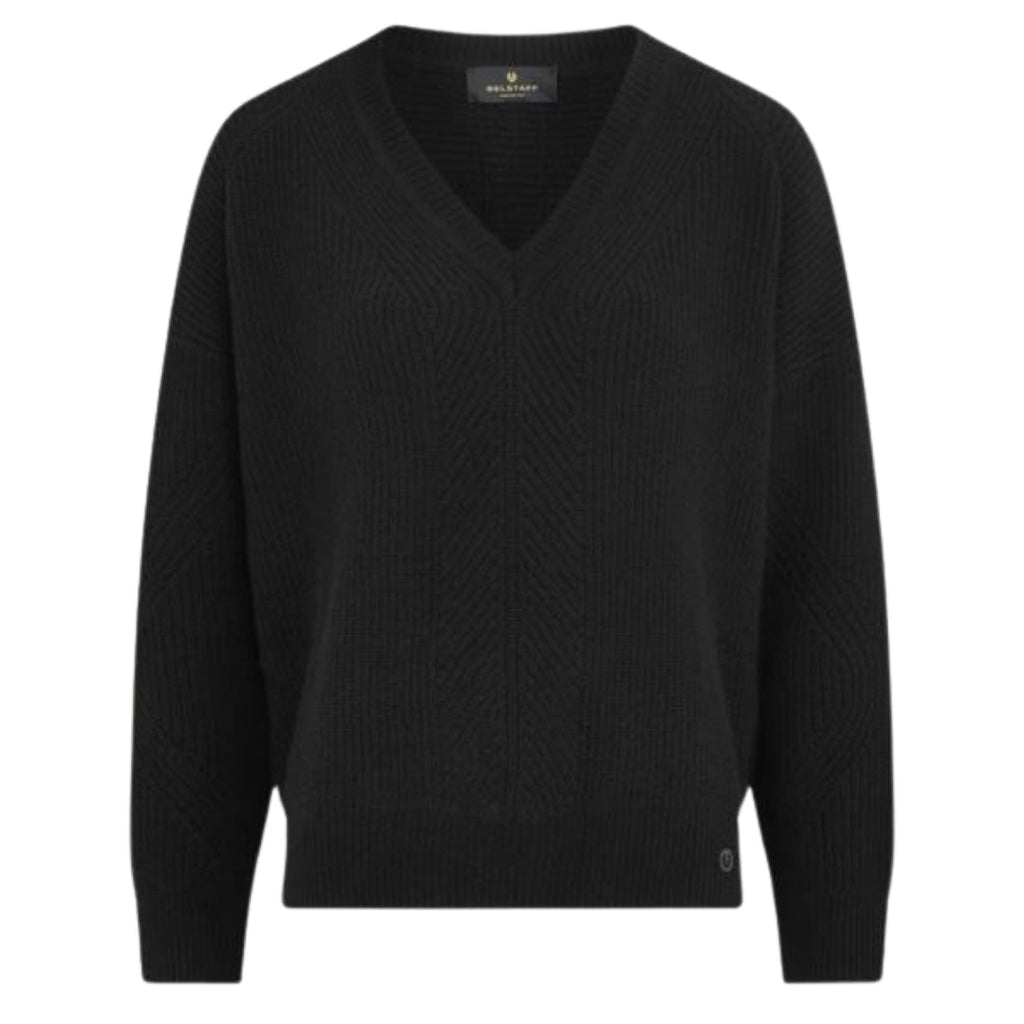 Belstaff Black Cameron V-Neck Cashmere Jumper XS