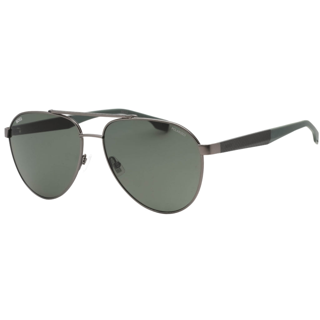 Hugo Boss Grey Green Polarized Lens Matte Ruthenium Sunglasses One Size