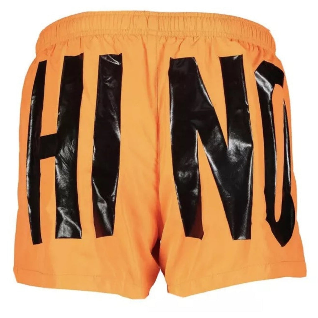 Moschino Brand Print Logo Light Orange Short Swim Shorts M