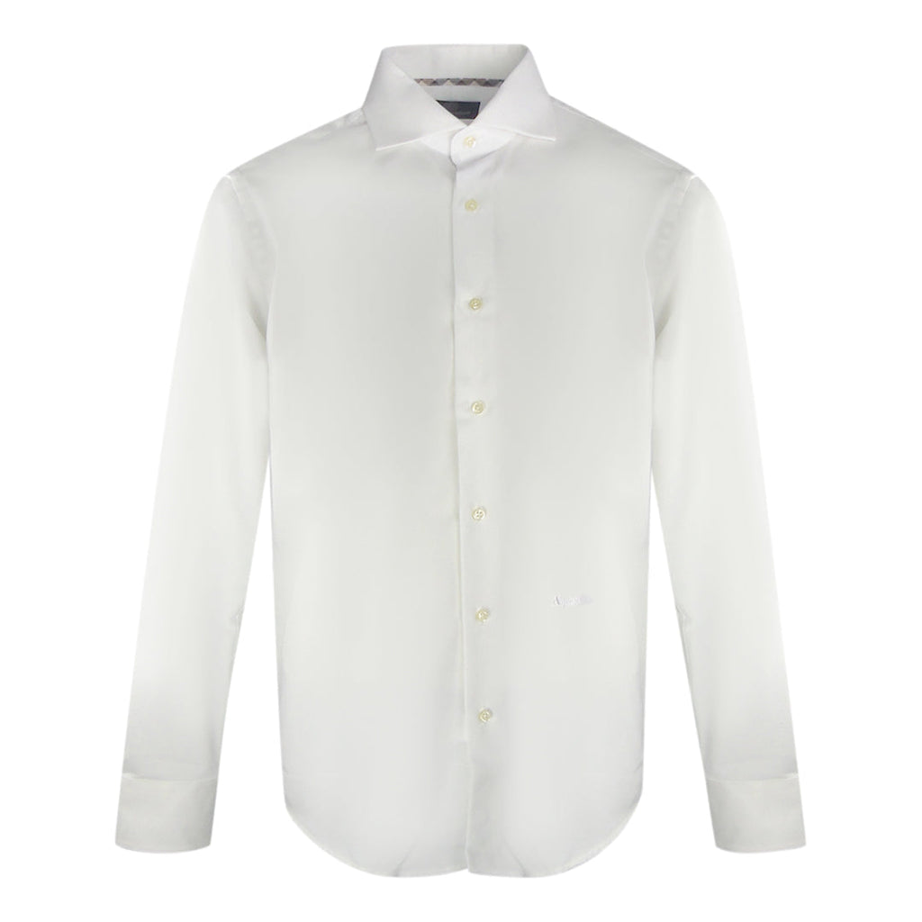 Aquascutum Plain Long Sleeve White Shirt