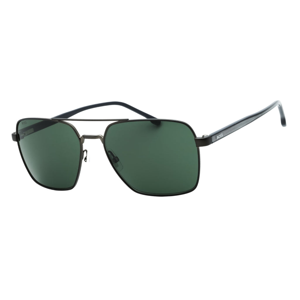 Hugo Boss Green Lens Matte Ruthenium Black Sunglasses One Size
