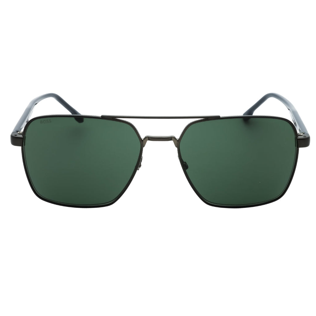 Hugo Boss Green Lens Matte Ruthenium Black Sunglasses One Size