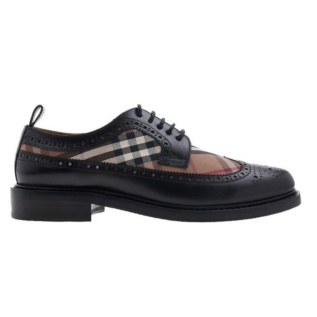 BURBERRY 8052759 Burberry Derby Check Brogue Shoes BLACK/BIRCH BROWN SHOES MALE UK 9