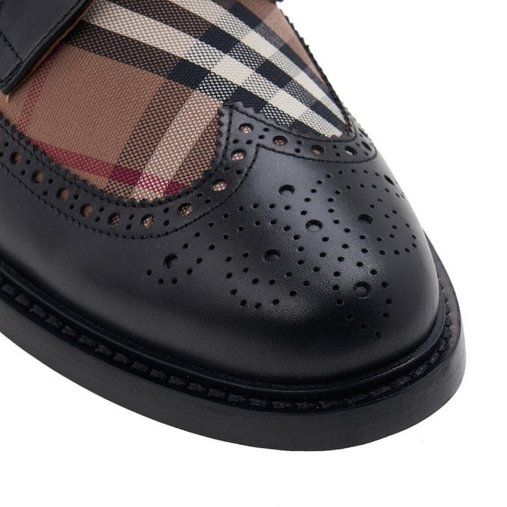 BURBERRY 8052759 Burberry Derby Check Brogue Shoes BLACK/BIRCH BROWN SHOES MALE UK 9