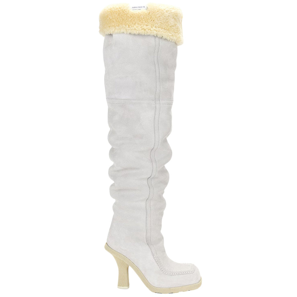BURBERRY 8074716 Burberry Thigh High Roberta Boots FOAM/BUTTER (Light Grey) THIGH HIGH BOOTS WOMENS UK 3
