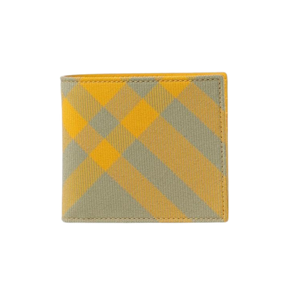 BURBERRY 8078358 Burberry Checked Bi-Fold Wallet desert sage green/sunflower yellow WALLET MALE One Size