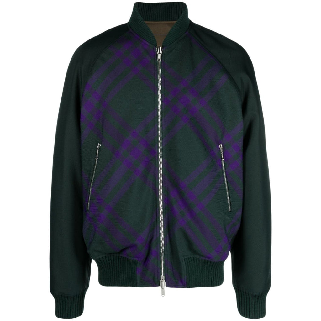 BURBERRY 8078899 Burberry Check reversible bomber jacket DEEP ROYAL IP CHECK (Green) JACKET MALE S