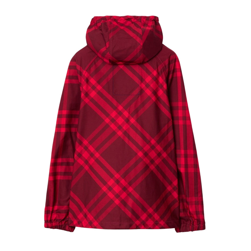 BURBERRY 8079012 Check Nylon Hooded Jacket RIPPLE IP CHECK (Red) JACKET Womens XS