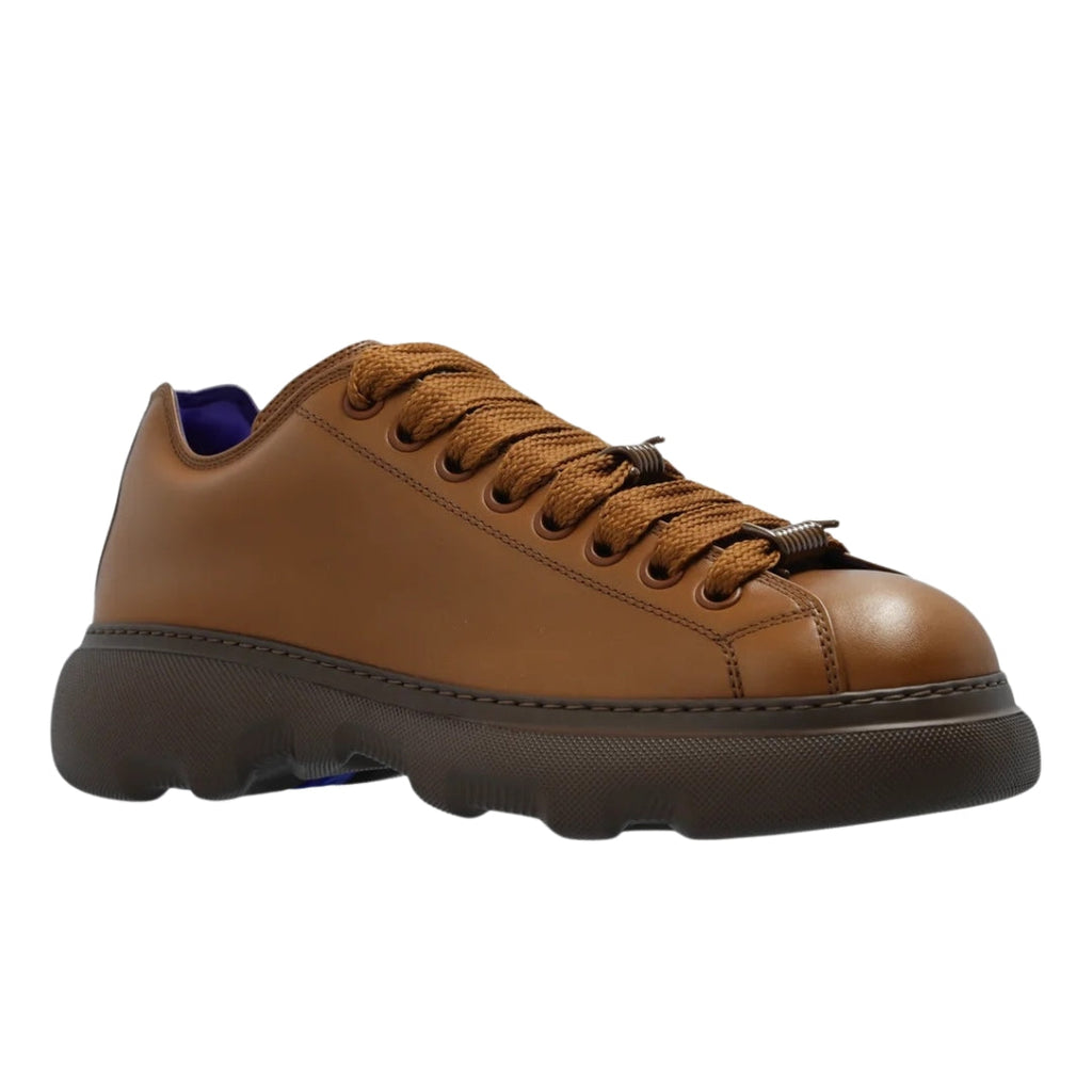 BURBERRY 8080016 Burberry Ranger Leather Trainers WOOD (Brown) RANGER SHOE MALE UK 8