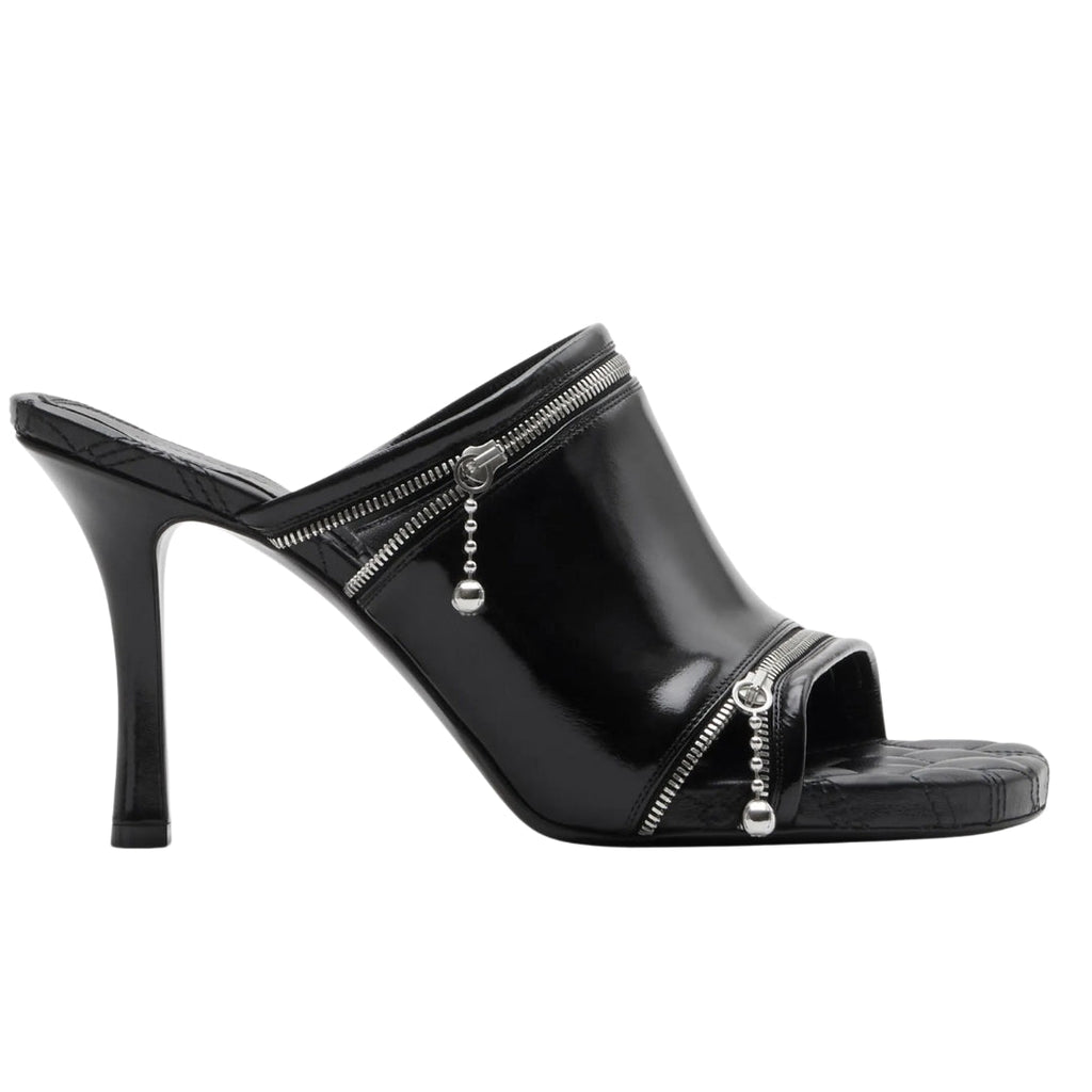 BURBERRY 8080259 Burberry Peep Heeled Mules BLACK PEEP SANDAL WOMENS UK 5