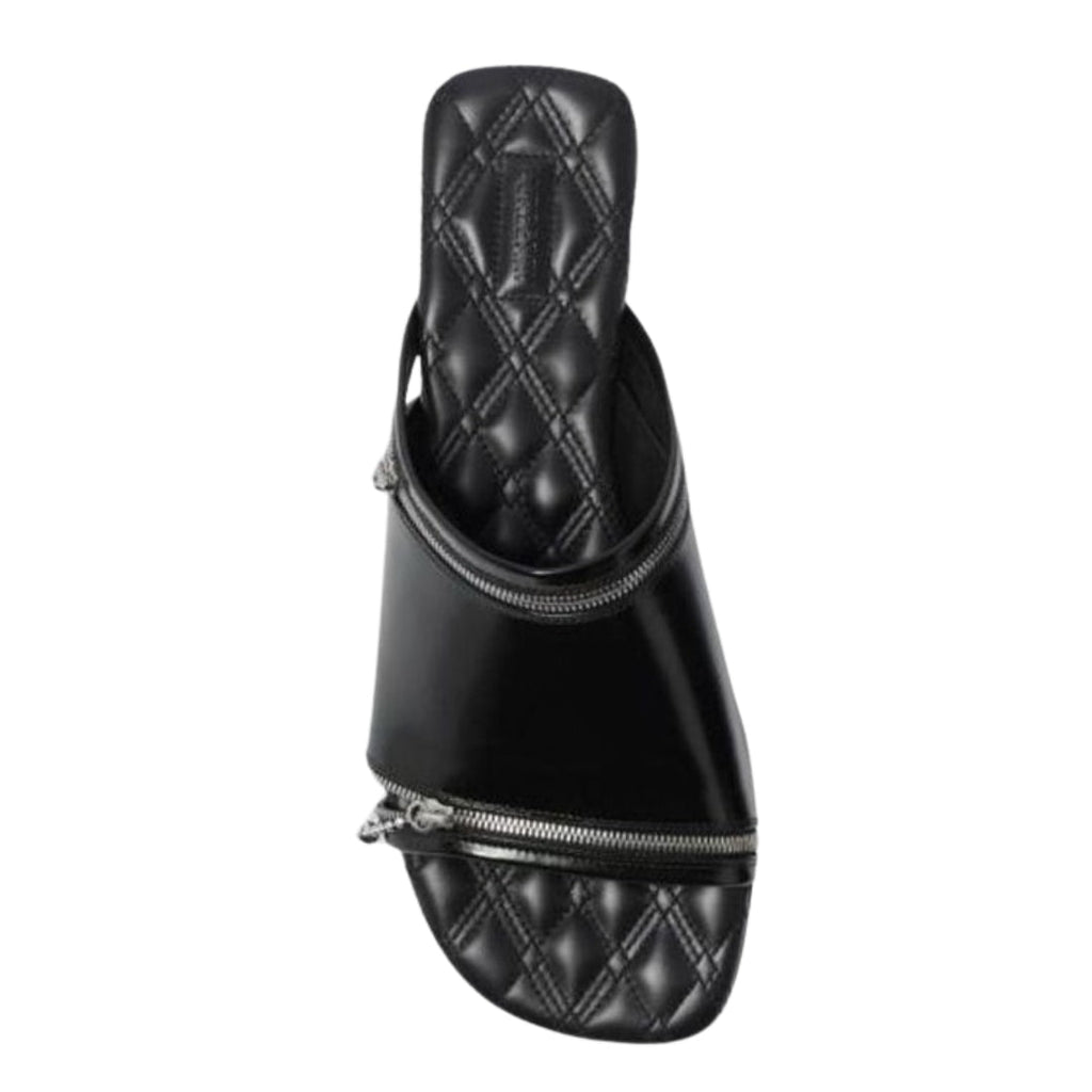 BURBERRY 8080270 Burberry Peep Zip Flast Leather Sandals BLACK PEEP SANDAL WOMENS UK 3