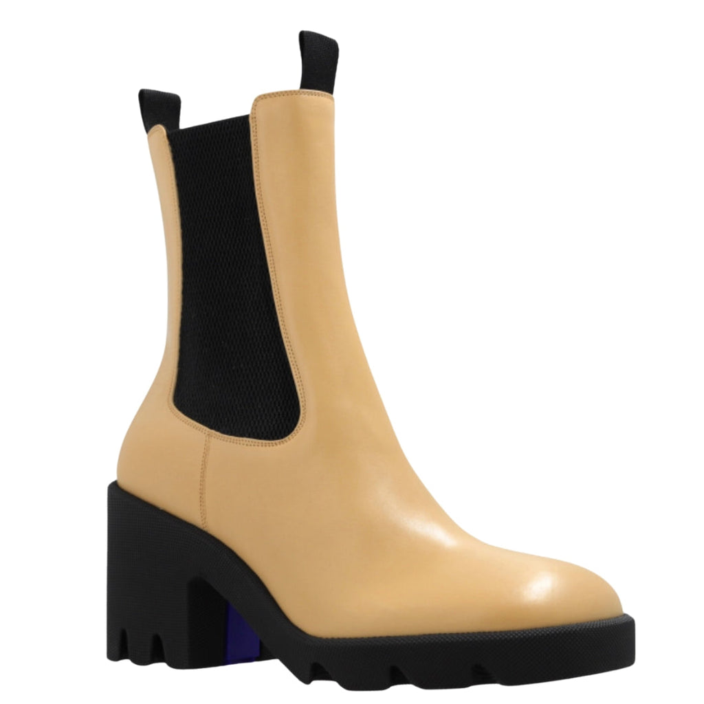 BURBERRY 8080326 Burberry Stride Platform Chelsea Boots CUSTARD (Beige) CHELSEA BOOT WOMENS UK 4