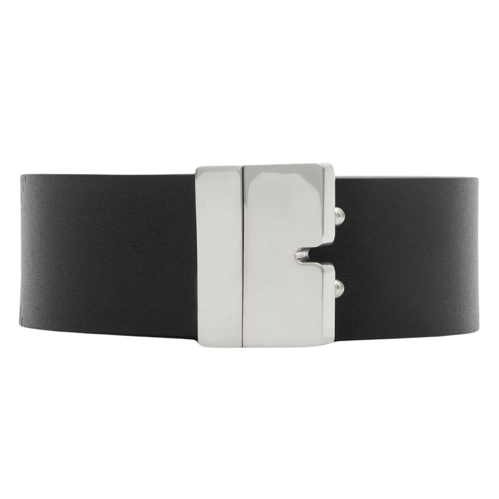 BURBERRY 8080803 Burberry B Cut reversible belt BLACK/SILVER BELT MALE 90 CM
