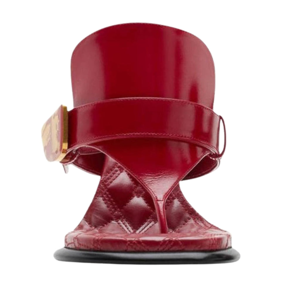 BURBERRY 8085542 Burberry Bay Leather Sandals SCARLET (Red) BAY SANDAL WOMENS UK 5