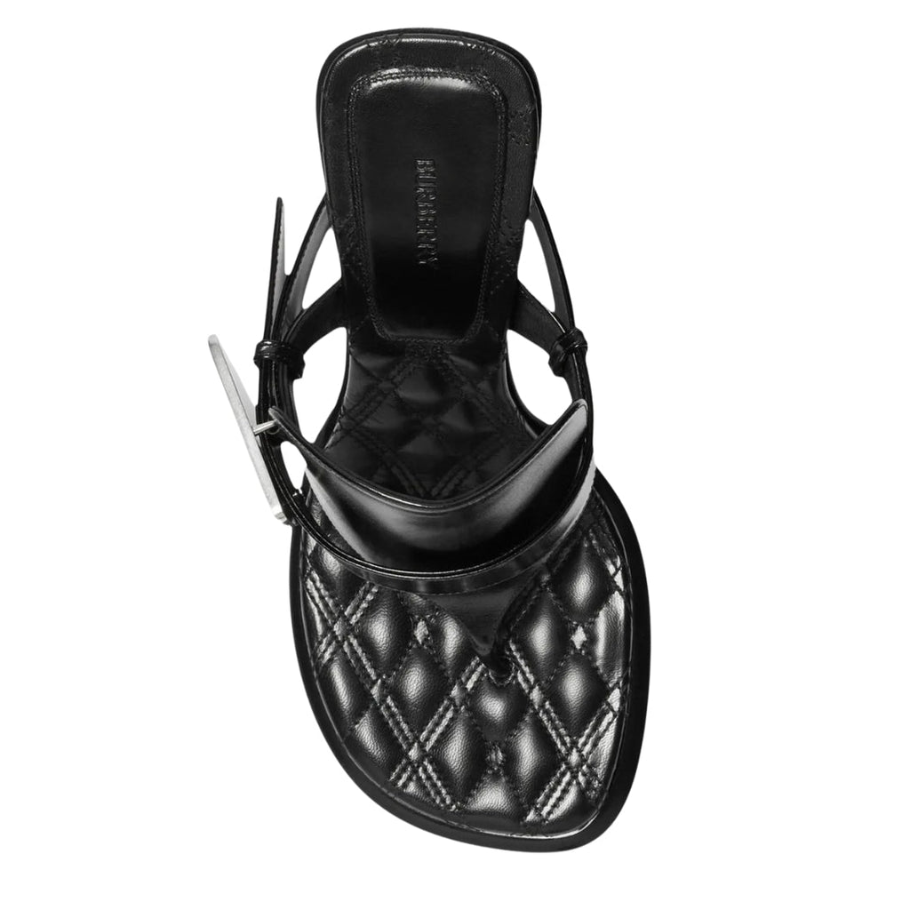 BURBERRY 8085544 Burberry Bay Leather Sandals BLACK BAY SANDAL WOMENS UK 4