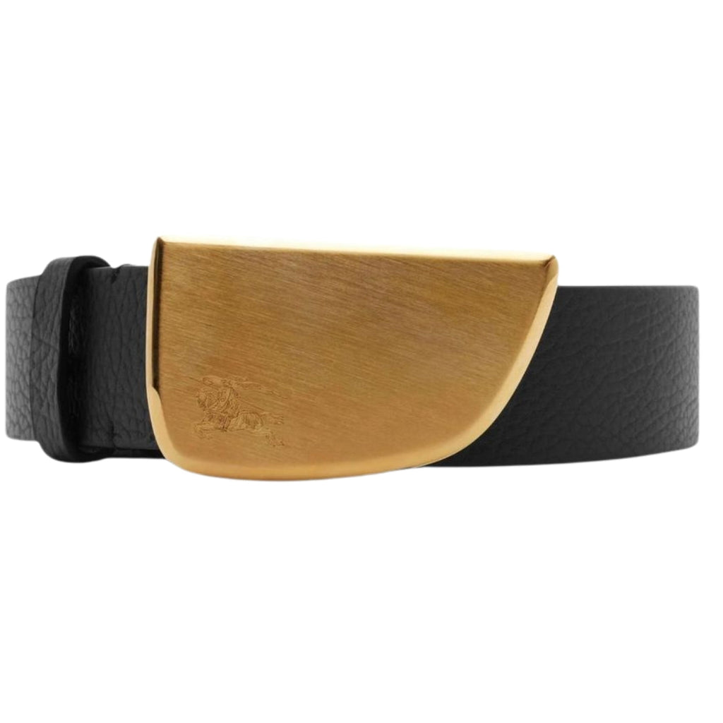 BURBERRY 8088450 Burberry Engraved Shield Leather Belt BLACK BELT MALE M