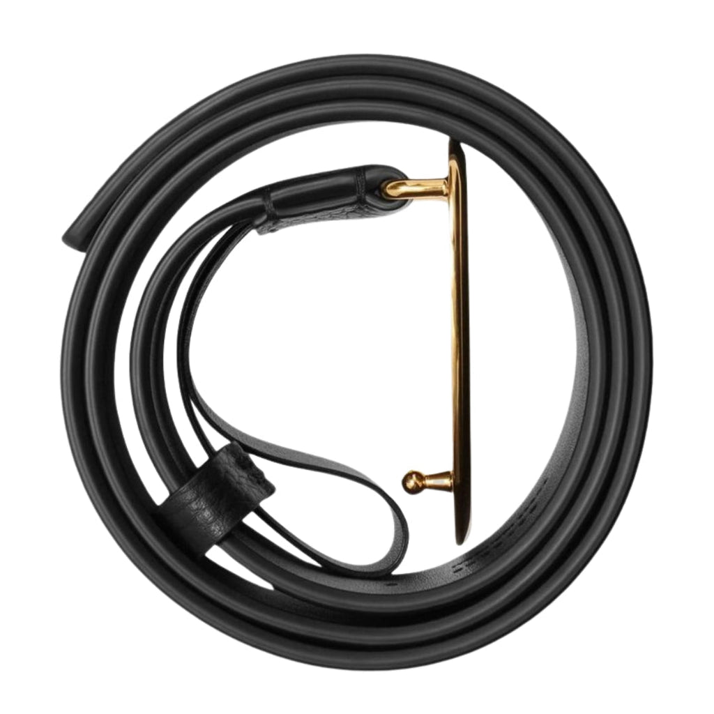 BURBERRY 8088450 Burberry Engraved Shield Leather Belt BLACK BELT MALE M