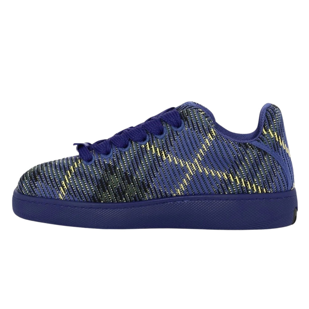BURBERRY 8088827 Burberry Checked Box Knit Trainers BRIGHT NAVY IP CHECK BOX KNIT TRAINER MALE UK 8