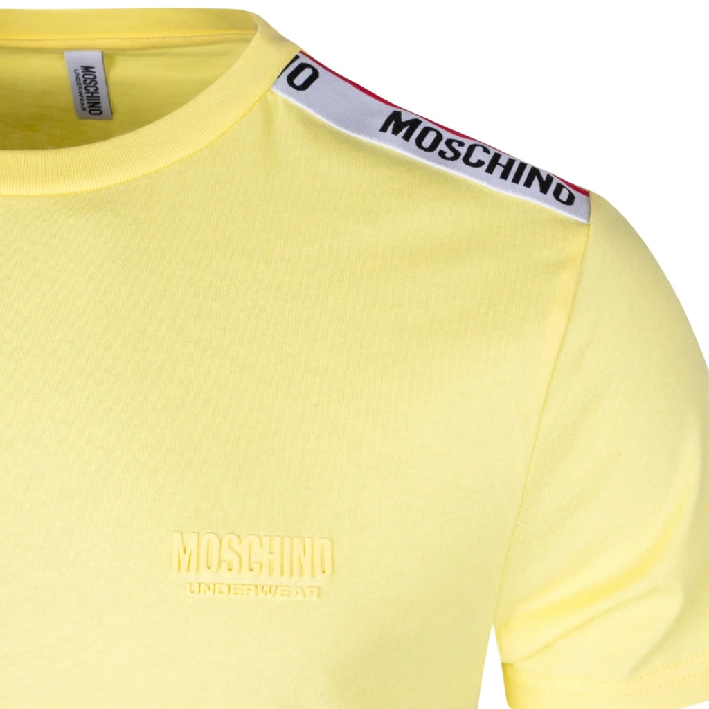 Moschino Taped Shoulder Logo Yellow T-Shirt XS