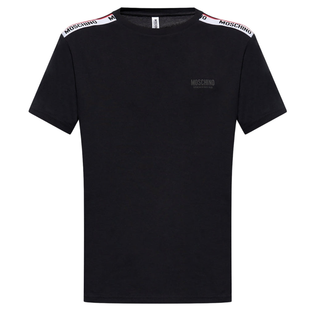 Moschino Taped Shoulders Brand Logo Black T-Shirt S