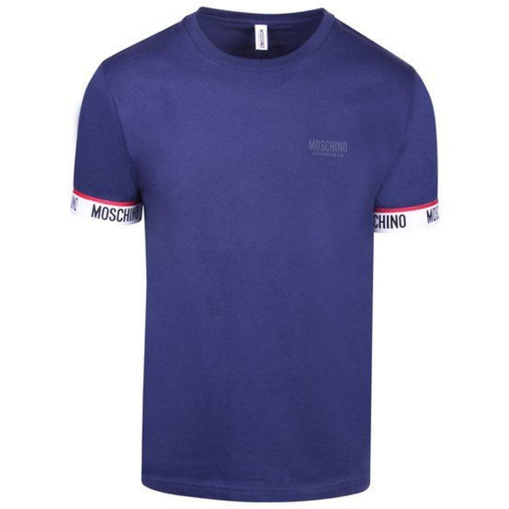 Moschino Taped Sleeve Logo Navy Blue T-Shirt S