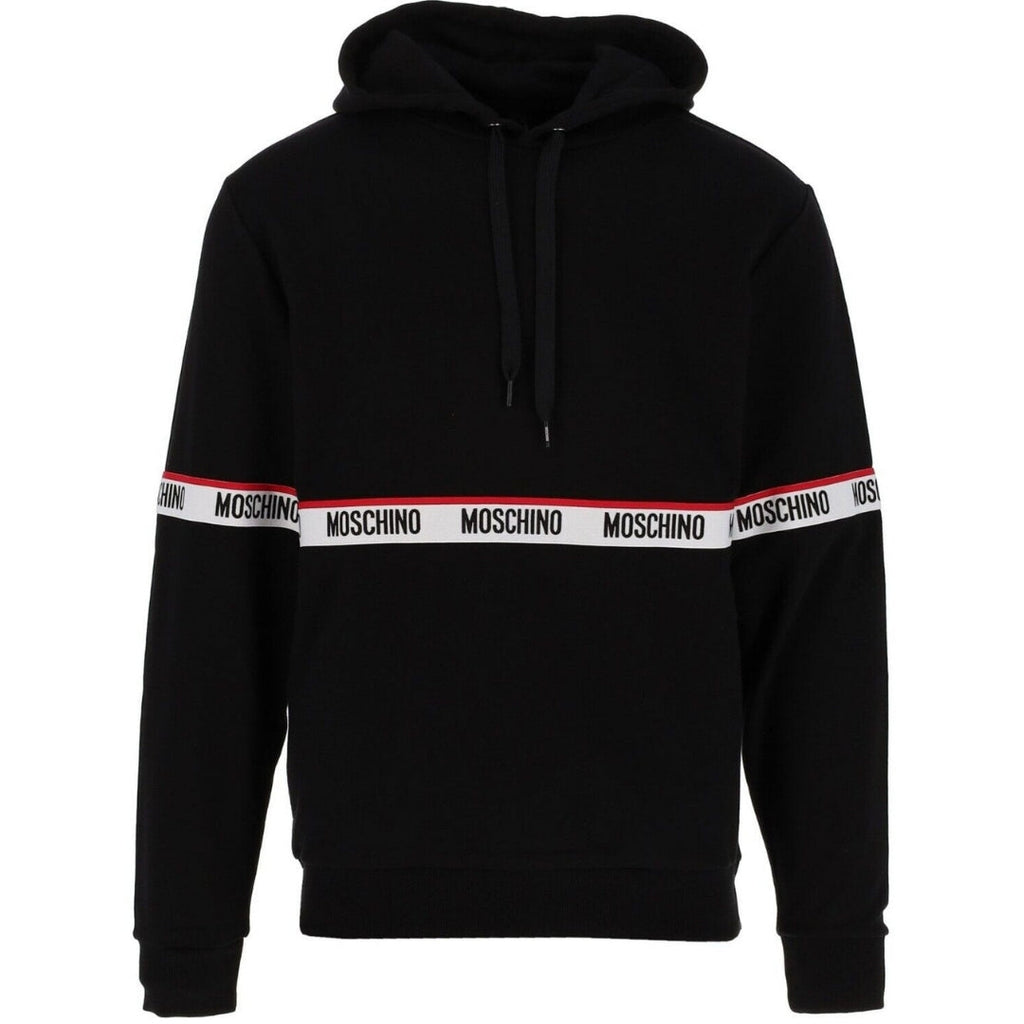 Moschino Branded Taped Chest Black Hoodie M