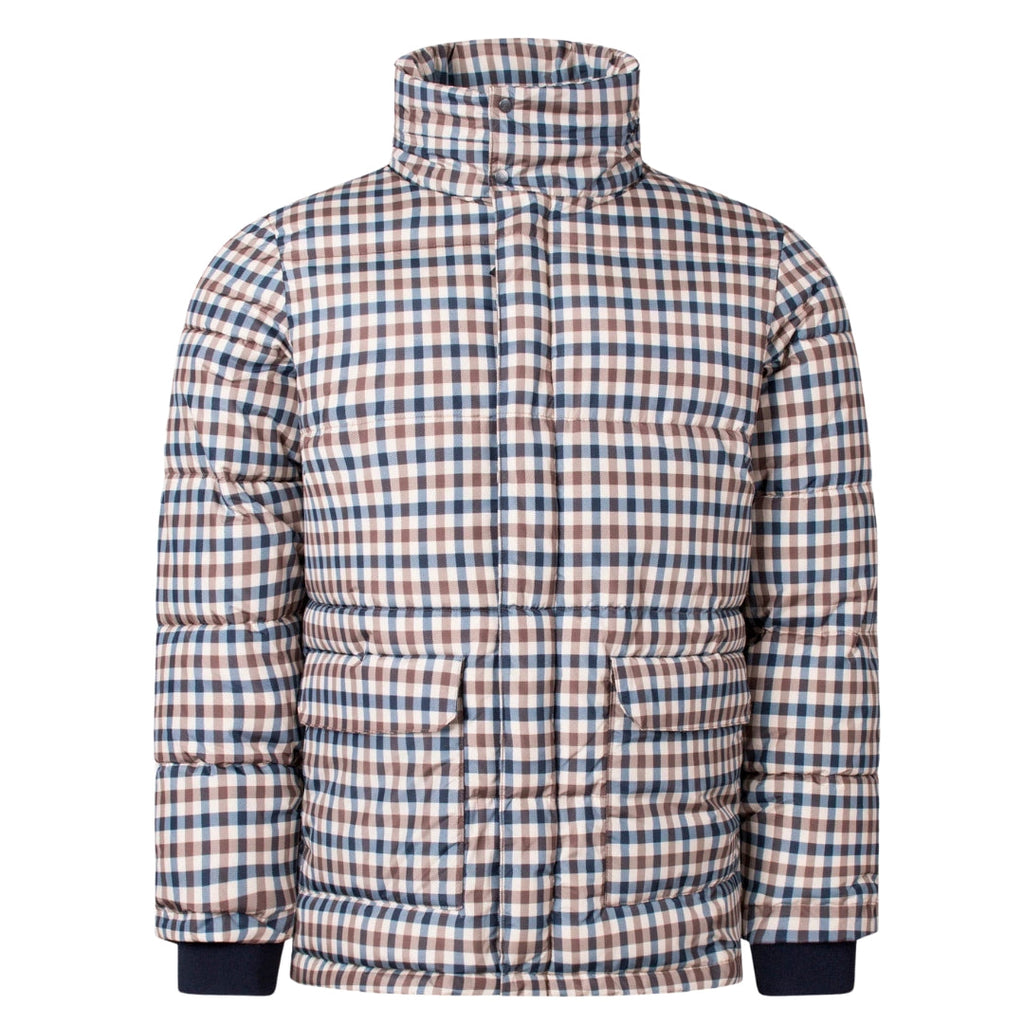 Aquascutum ACTIVE PUFFER JACKET CHECK FW23 JK010 28 Beige Check Jacket Mens S
