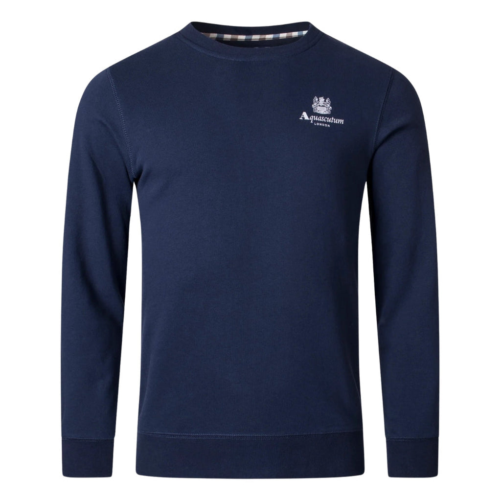 Aquascutum ACTIVE SMALL LOGO CREW FW23 SW006 11 Navy Blue Jumper Mens S