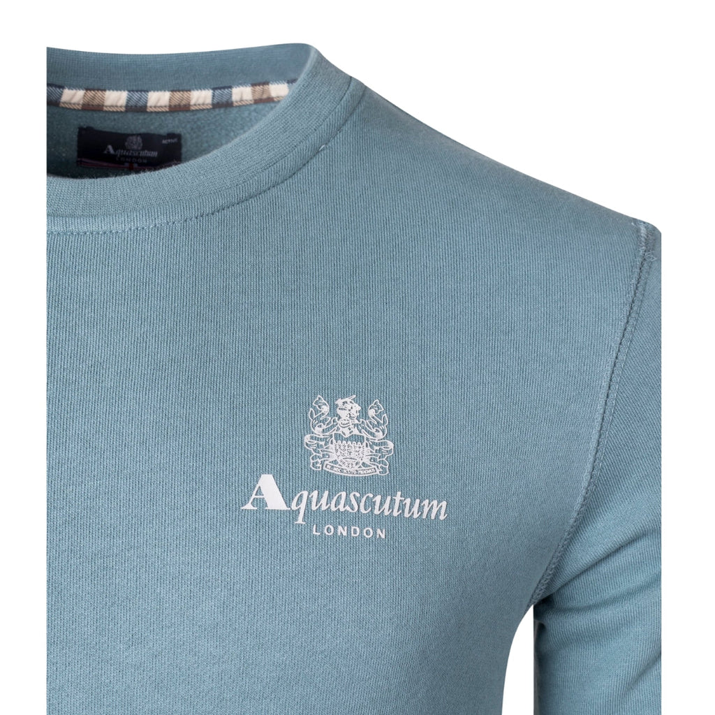 Aquascutum ACTIVE SMALL LOGO CREW FW23 SW006 18 Blue Jumper Mens S