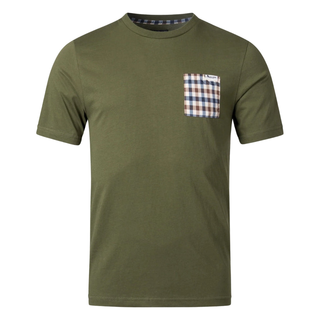Aquascutum ACTIVE CHECK POCKET T-SHIRT FW23 TS004 06 Green T-Shirt Mens M
