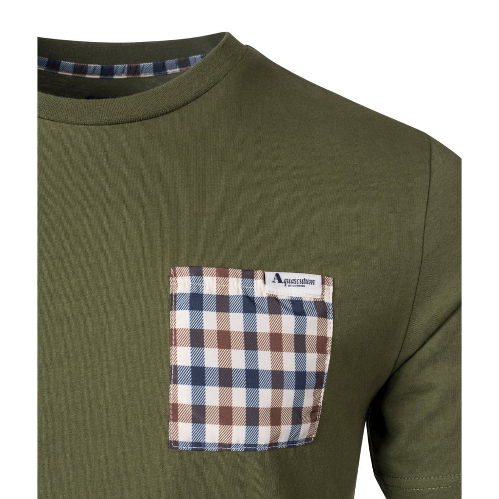Aquascutum ACTIVE CHECK POCKET T-SHIRT FW23 TS004 06 Green T-Shirt Mens M