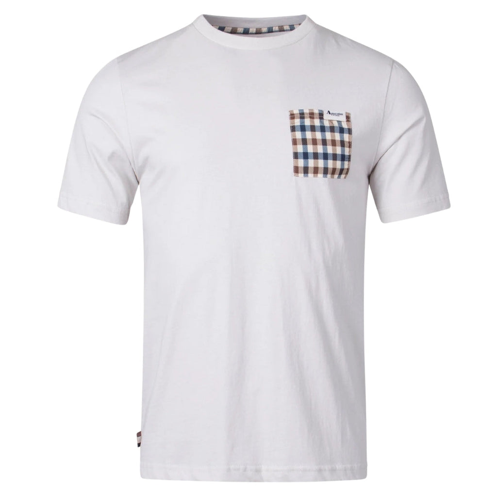 Aquascutum ACTIVE CHECK POCKET T-SHIRT FW23 TS004 24 White T-Shirt Mens S