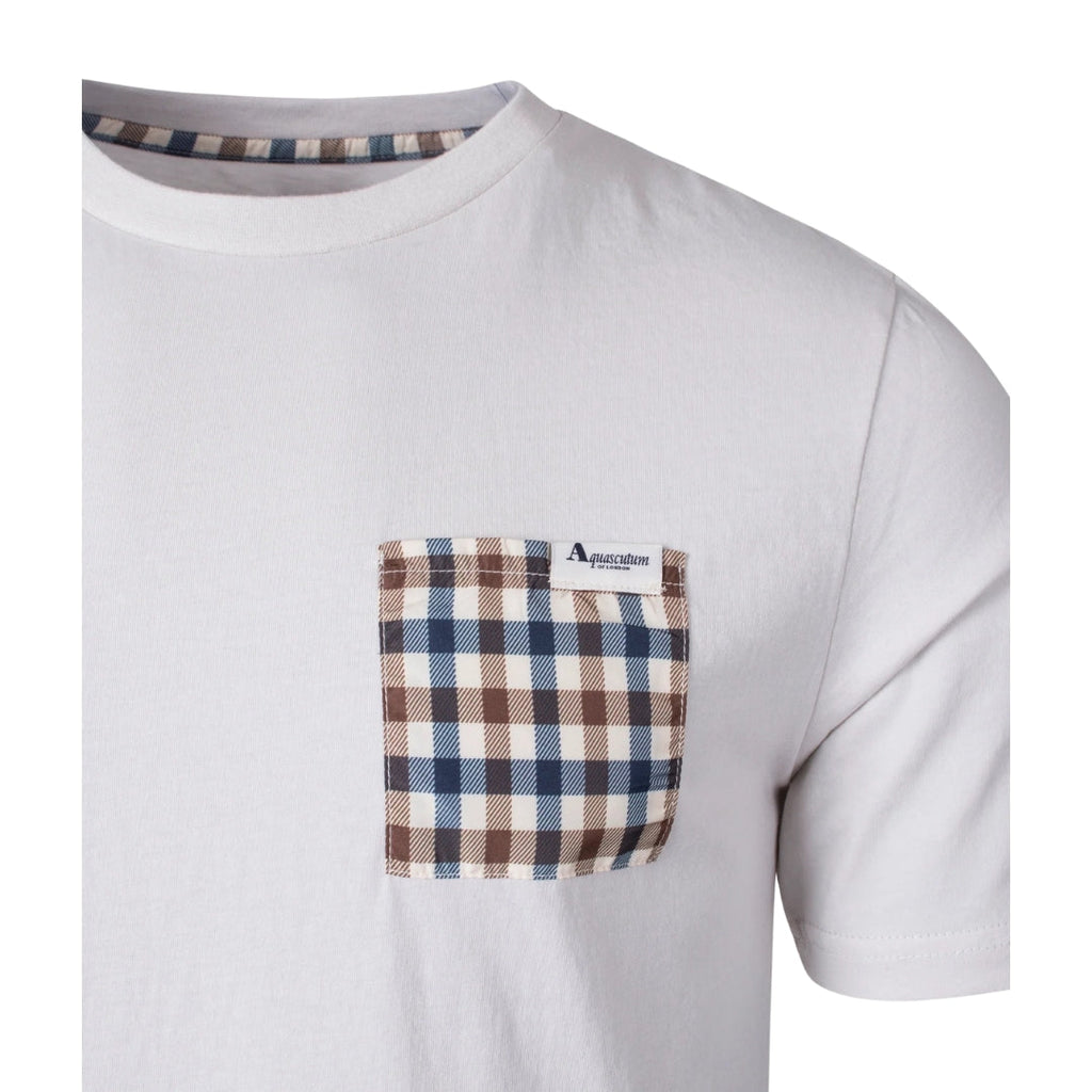 Aquascutum ACTIVE CHECK POCKET T-SHIRT FW23 TS004 24 White T-Shirt Mens S