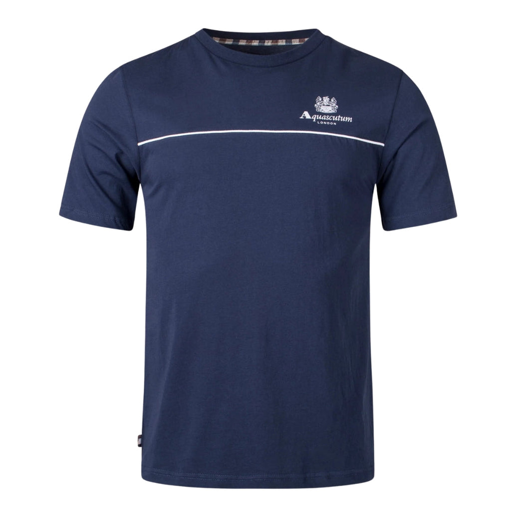 Aquascutum ACTIVE PIPING T-SHIRT NAVY FW23 TS005 11 Navy Blue T-Shirt Mens M