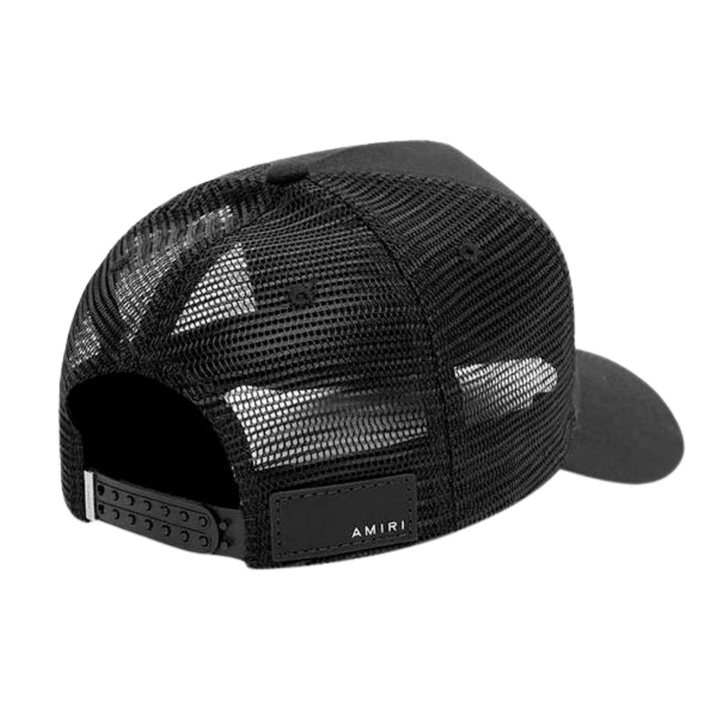 Amiri Reaper White Branded Logo Black Trucker Hat One Size