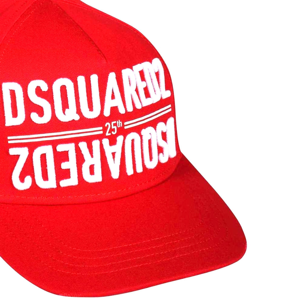 DSQUARED2 BCM0340 4065 Dsquared2 25th Anniversary Reverse Logo Baseball Cap 4065 RED Hat One Size