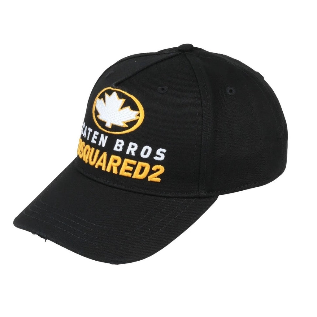 DSQUARED2 BCM0645 2124 Maple Leaf  Baseball Cap 2124 BLACK Hat One Size