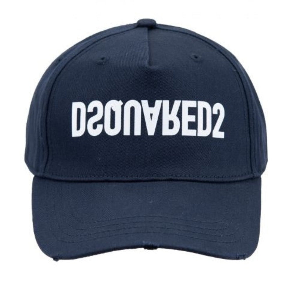 DSQUARED2 BCM0658 M2186 Reverse Logo Cap M2186 NAVY/WHITE Hat One Size