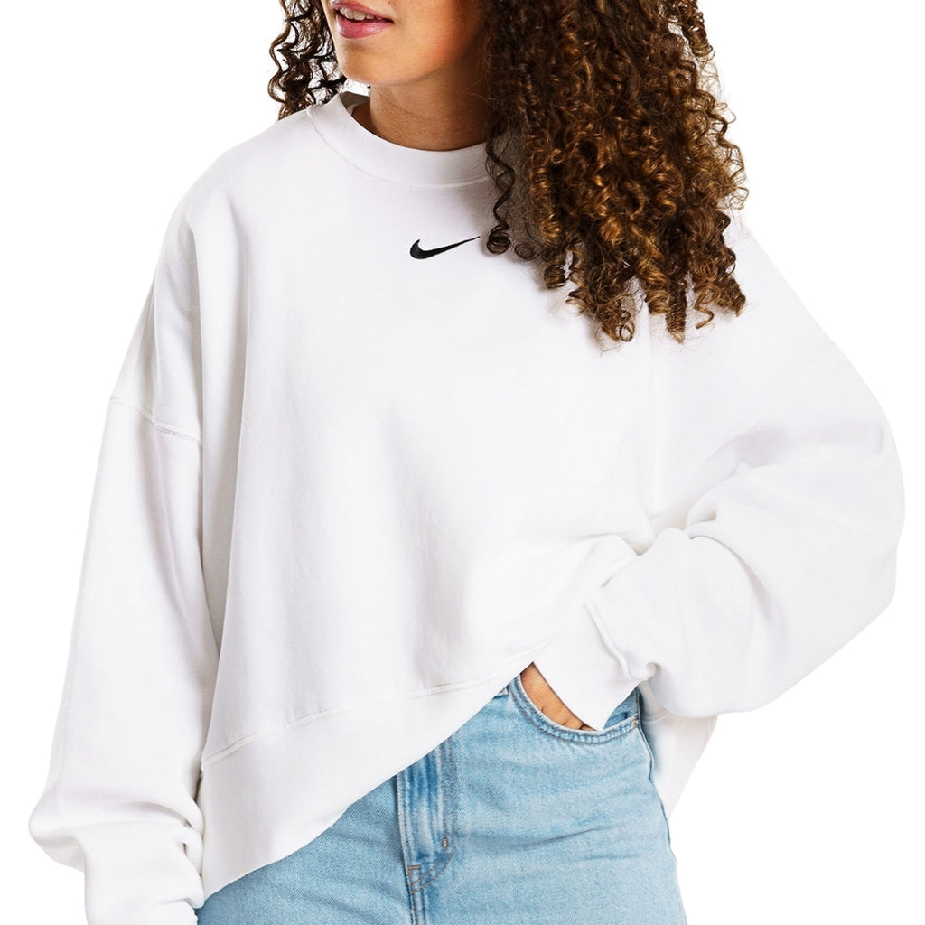 Nike Black Swoosh Logo Oversized Box Fit White Sweatshirt L