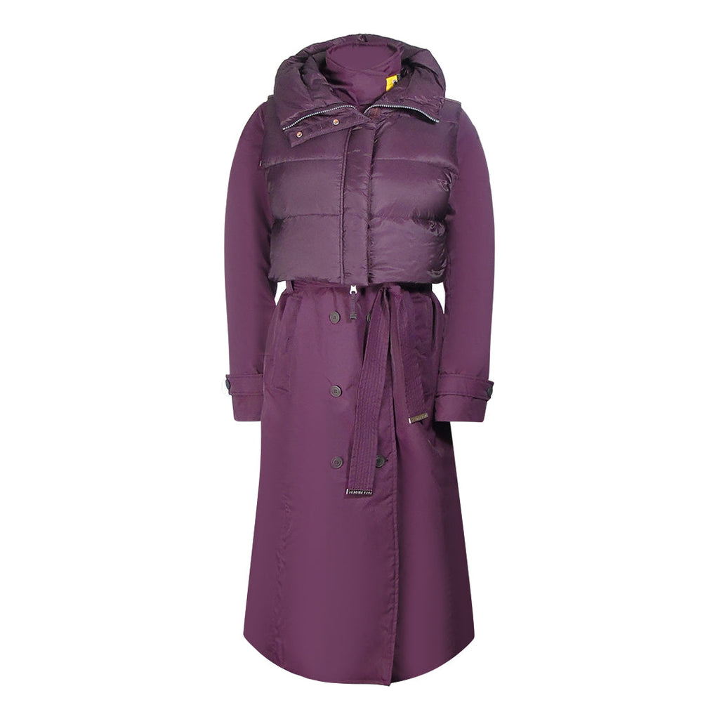 Parajumpers Dawn Purple Hooded Down Trench Coat S