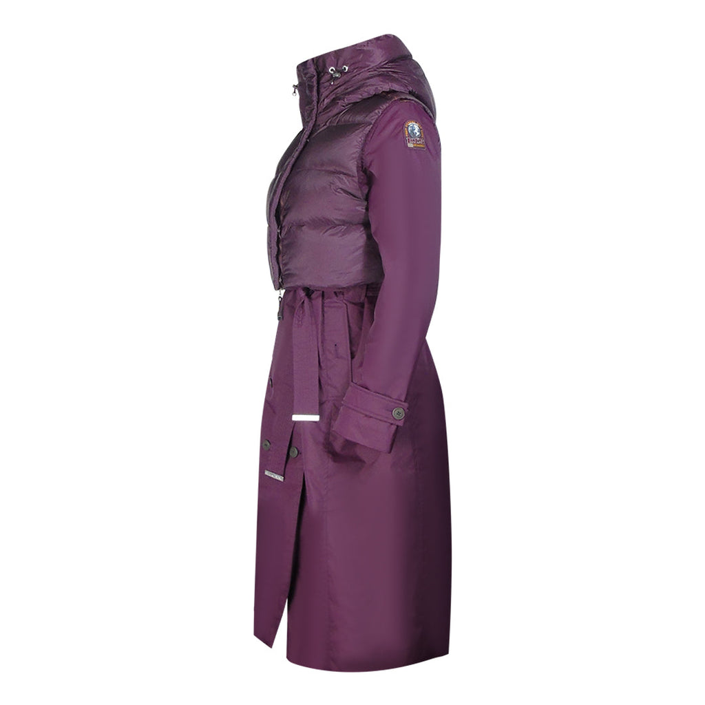 Parajumpers Dawn Purple Hooded Down Trench Coat S