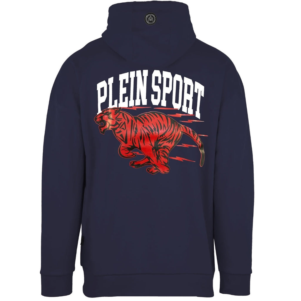 Plein Sport Large Racing Tiger Graphic Navy Blue Hoodie XL