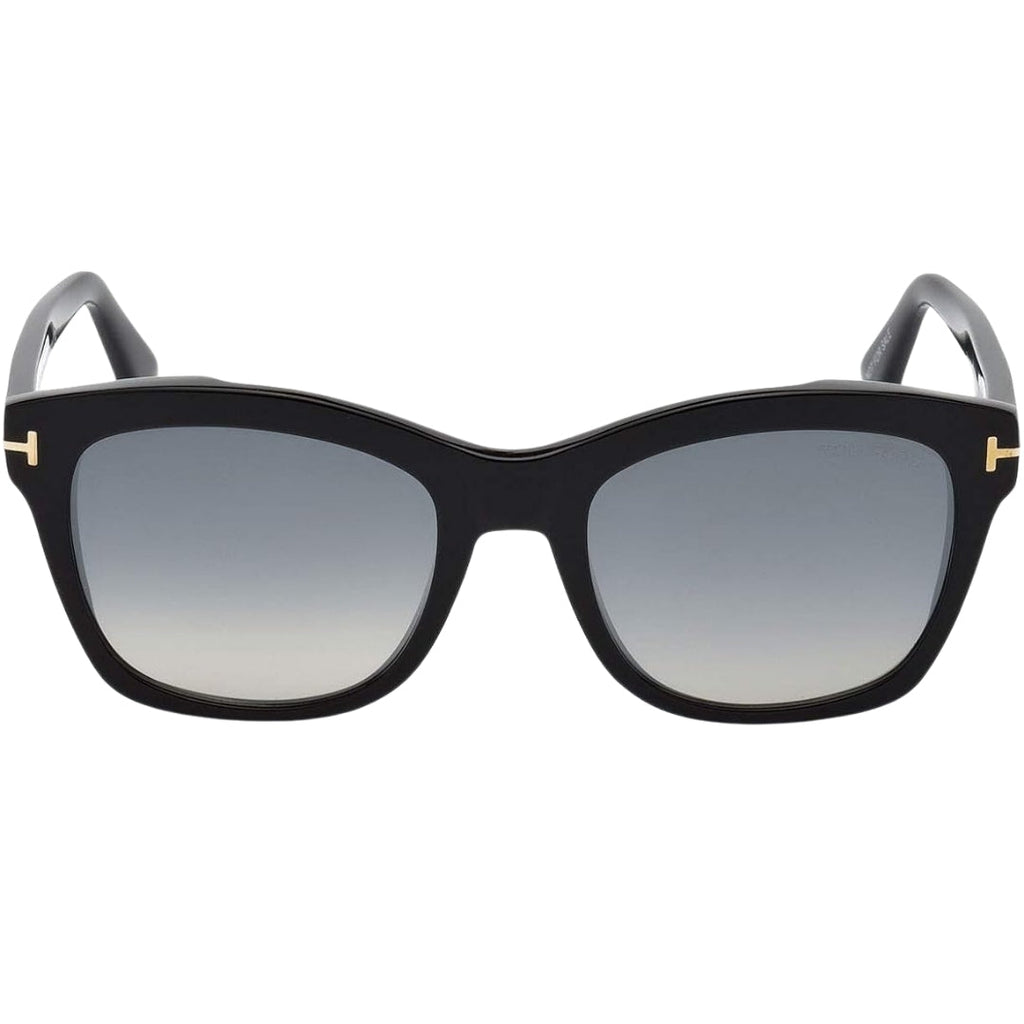 Tom Ford Lauren-02 Grey Mirrored Lens Shiny Black Sunglasses One Size