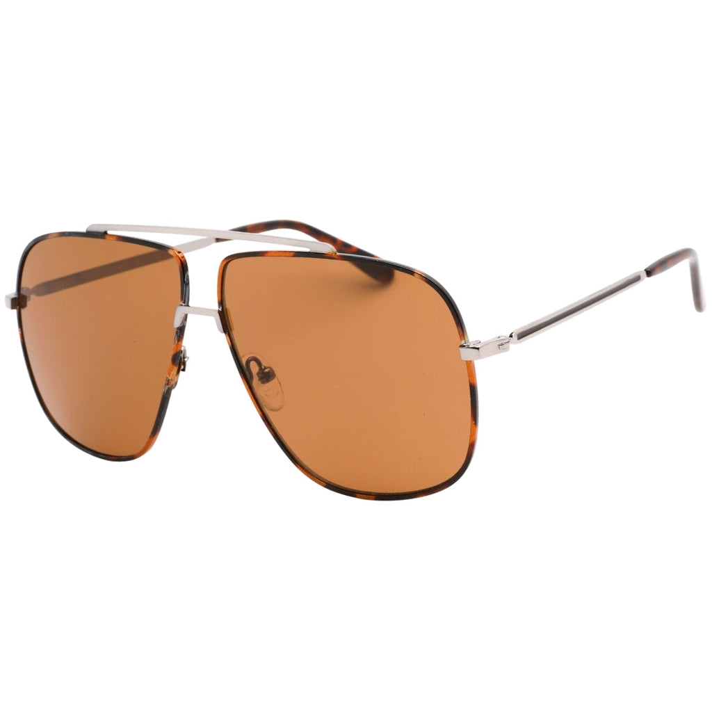 Guess Brown Lens Shiny Light Ruthenium Silver Sunglasses One Size