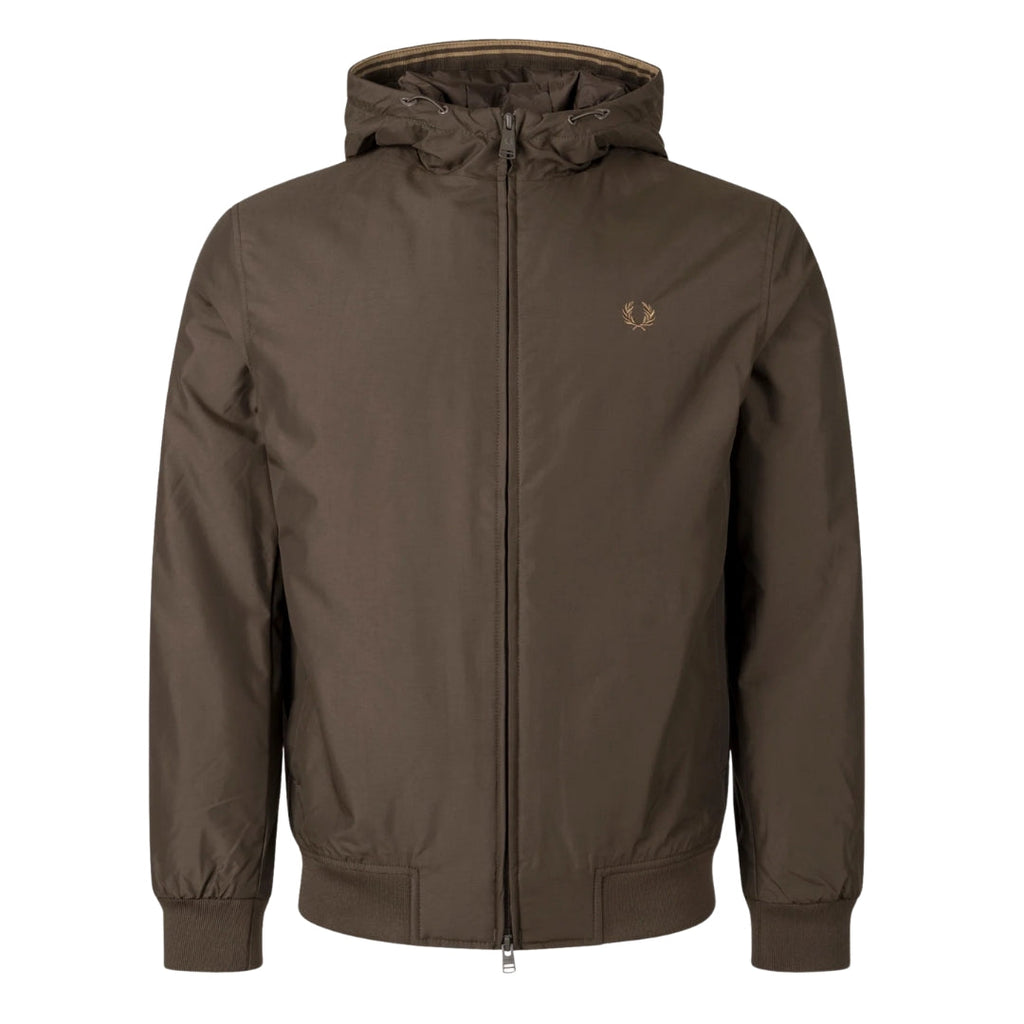 FRED PERRY J2585 Q21 BURNT TPBACCO PADDED HOODED BRENTHAM JACKET S