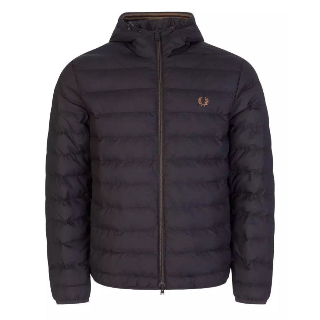 FRED PERRY J4565 198 BLACK HOODED INSULATED JACKET M