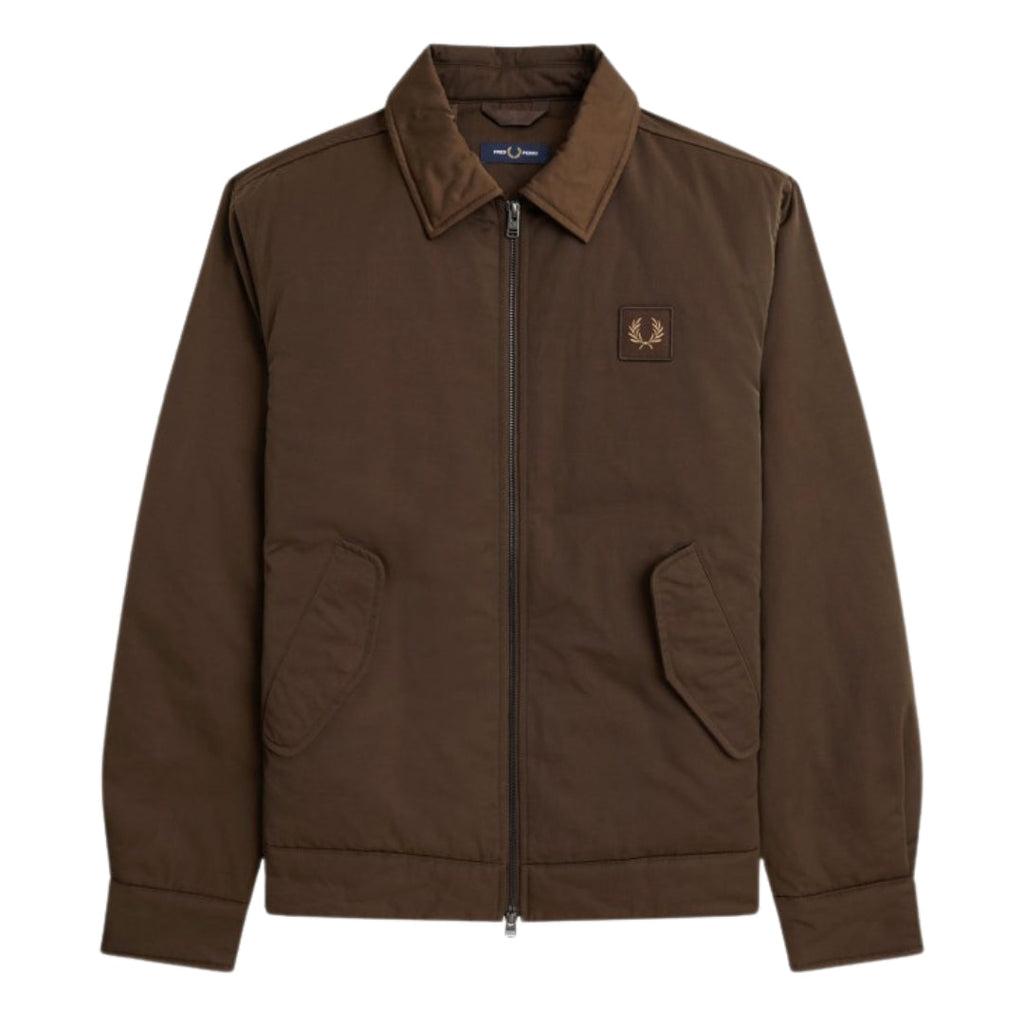 FRED PERRY J6522 Q21 BURNT TOBACCO QUILTED ZIP THROUGH JACKET S
