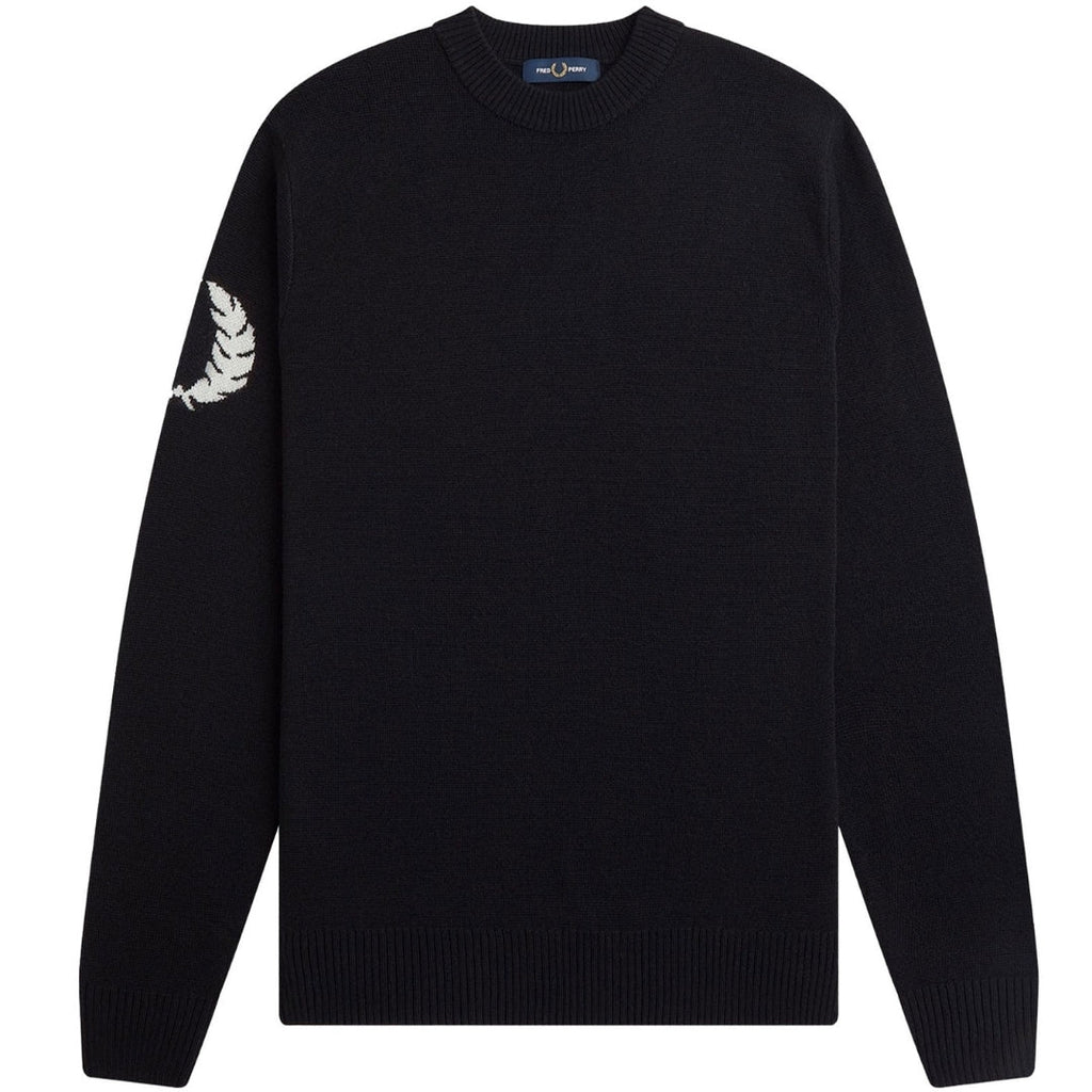 Fred Perry Laurel Wreath Sleeve Logo Black Jumper