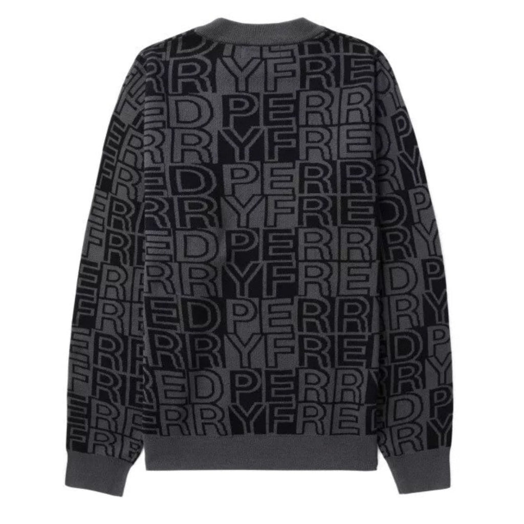 FRED PERRY K6502 G85 GUNMETAL BLOCK GRAPHIC JUMPER M